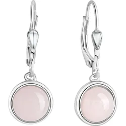 Zeeme Gemstones Ohrringe Silber 925 mit echtem Rosenquarz 8mm