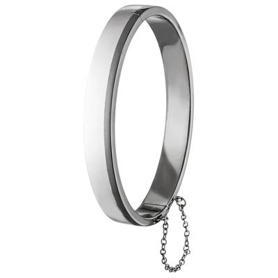 Armreif JOBO, silber (silber 925), Armbänder, Herren, Silber 925 (Sterlingsilber), Armreif, oval 925 Silber mit schwarzem Streifen