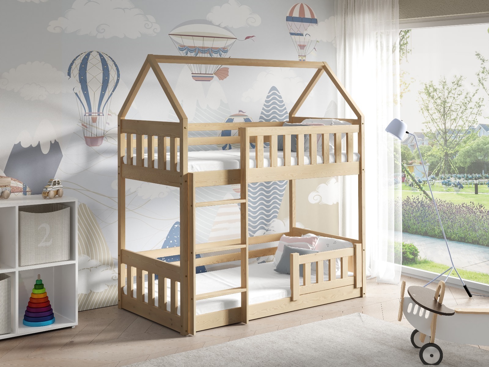 MTJMöbel Etagenbett ZUZIA SLIM 160x80cm mit Lattenrost, Massivholzbett Stockbett, Kiefernholz