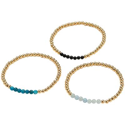Armband Set FIRETTI "Multipack Schmuck Geschenk Armschmuck Armketten Edelstein", gold (goldfarben, schwarz, blau, hellblau, goldfarben, schwarz, blau, hellblau), Armbänder, Damen, 18cm, Materialmix, Made in Germany - mit Hämatit, Obsidian,...