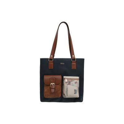 Umhängetasche DOGO "Multi Pocket Bag Shopper-Tasche Paperflower Damen Schultertasche", Damen, Gr. B/H/T: 36cm x 8cm onesize, blau, Kunstleder, Taschen Umhängetasche, Handgefertigt
