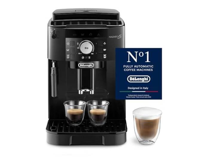 De'Longhi Magnifica S - Kaffeevollautomat 2 Getränke Schwarz Kaffeemaschine mit Manuellem Milchaufschäumer, Espresso und Cappuccino, 2-Tassen-Funktion, Tastenbedienfeld, ECAM11.112.B