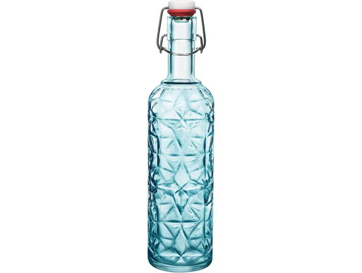 Trinkflasche BORMIOLI ROCCO Oriente Glasflasche 1,0 l mit Bügelverschluss , blau, H:32,4cm, Glas, Trinkflaschen, Trinkflasche, aus Glas, ideal für Vorrat, Servieren oder Selbstgemachtes