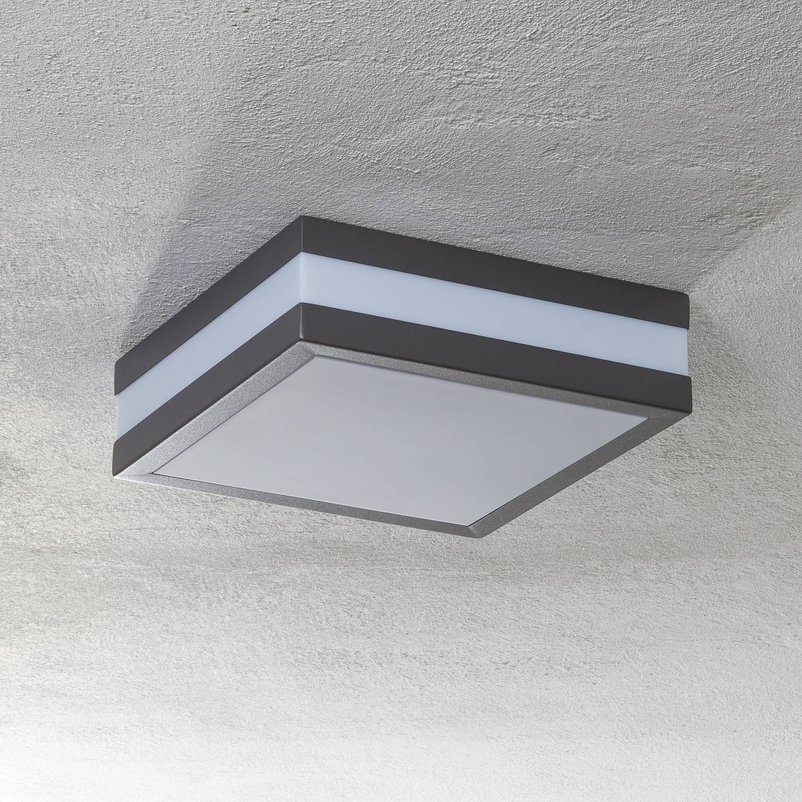 Brilliant Zewnętrzna lampa sufitowa Matteo, 2 x E27, IP44, antracytowa możliwość ściemniania, czarny, stal szlachetna, nowoczesny