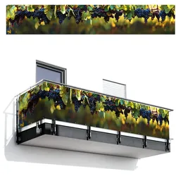 BALKON-SICHTSCHUTZ Trauben - Wein - Natur - Grün Groß 500x90 cm