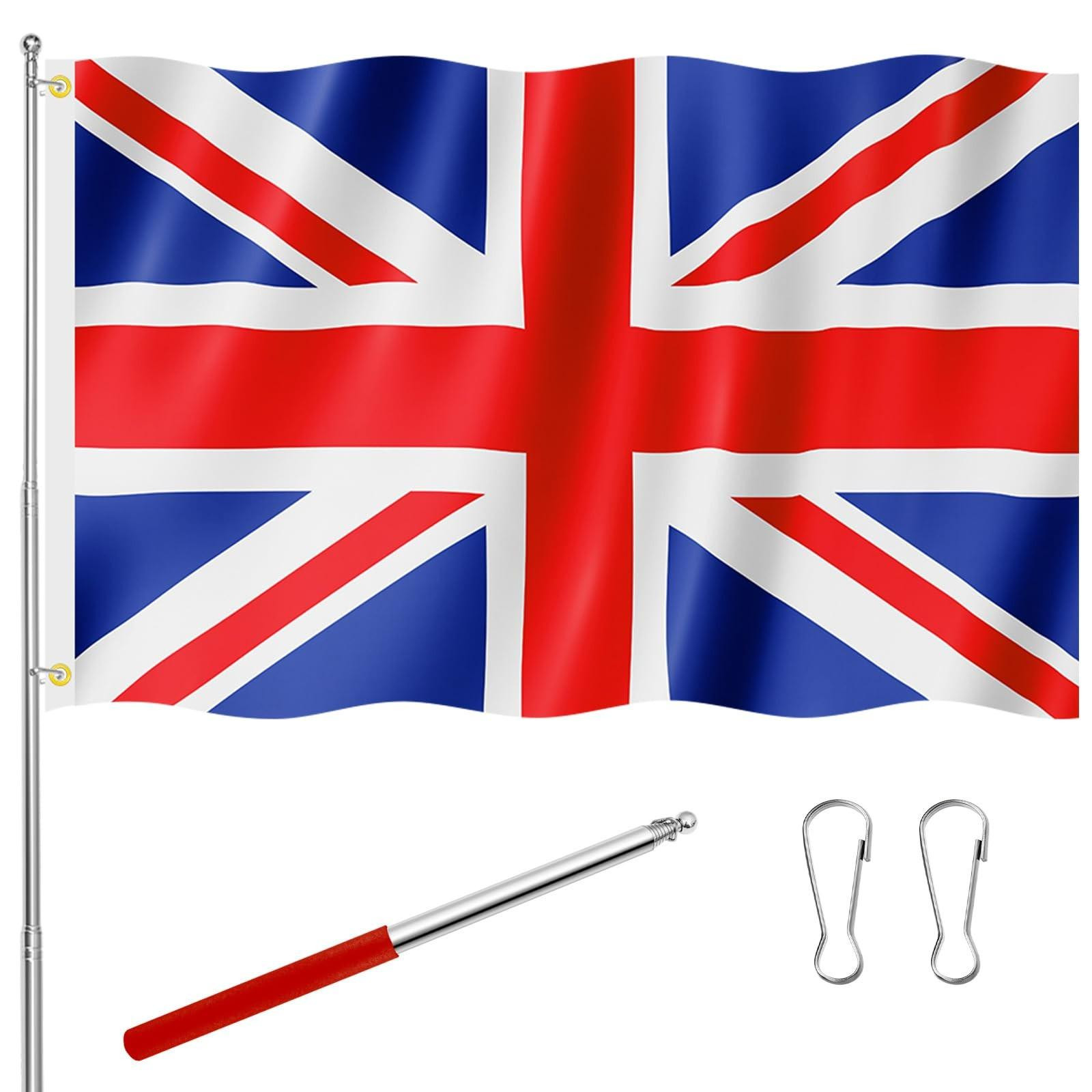 Engeland vlag met telescopische vlaggenmast