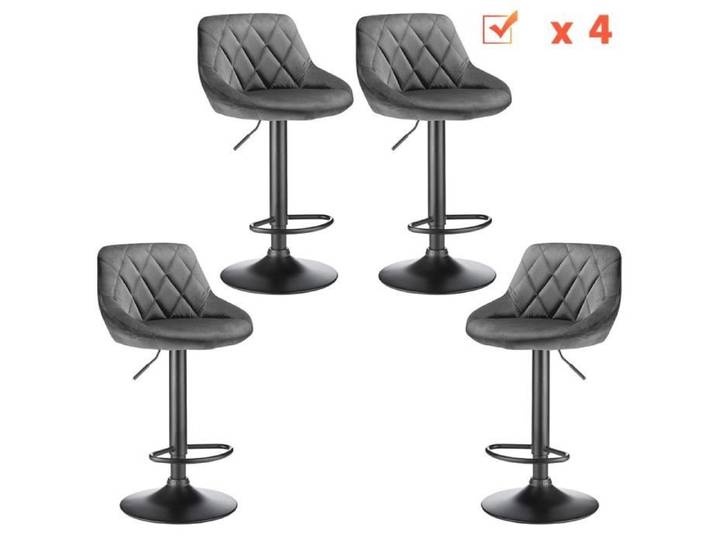Tabouret de Bar QIFAshma - Lot de 4 - Gris Foncé - Métal - Cuisine - 120 kg