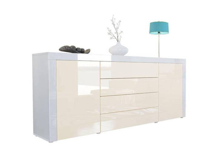 SIDEBOARD La Paz Creme Hochglanz / Weiß Hochglanz