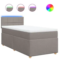 vidaXL Boxspringbett mit Matratze Taupe 90x200 cm Stoff