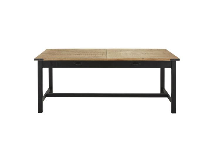 Esstisch aus Mangoholz und anthrazitgrauem Stahl für 8/12 Personen, L200/280