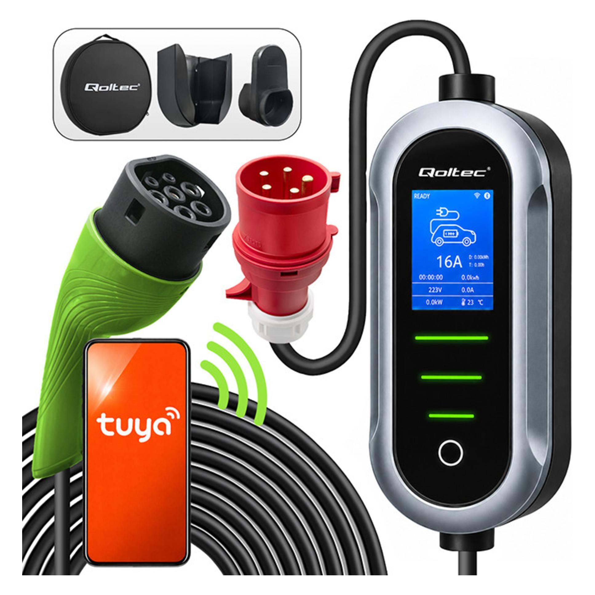 Qoltec Ładowarka Ładowarka do samochodu elektrycznego 7kW | 230V | CEE 32A | Wi-Fi (Typ 2, 32 A, 7 kW) (52721)