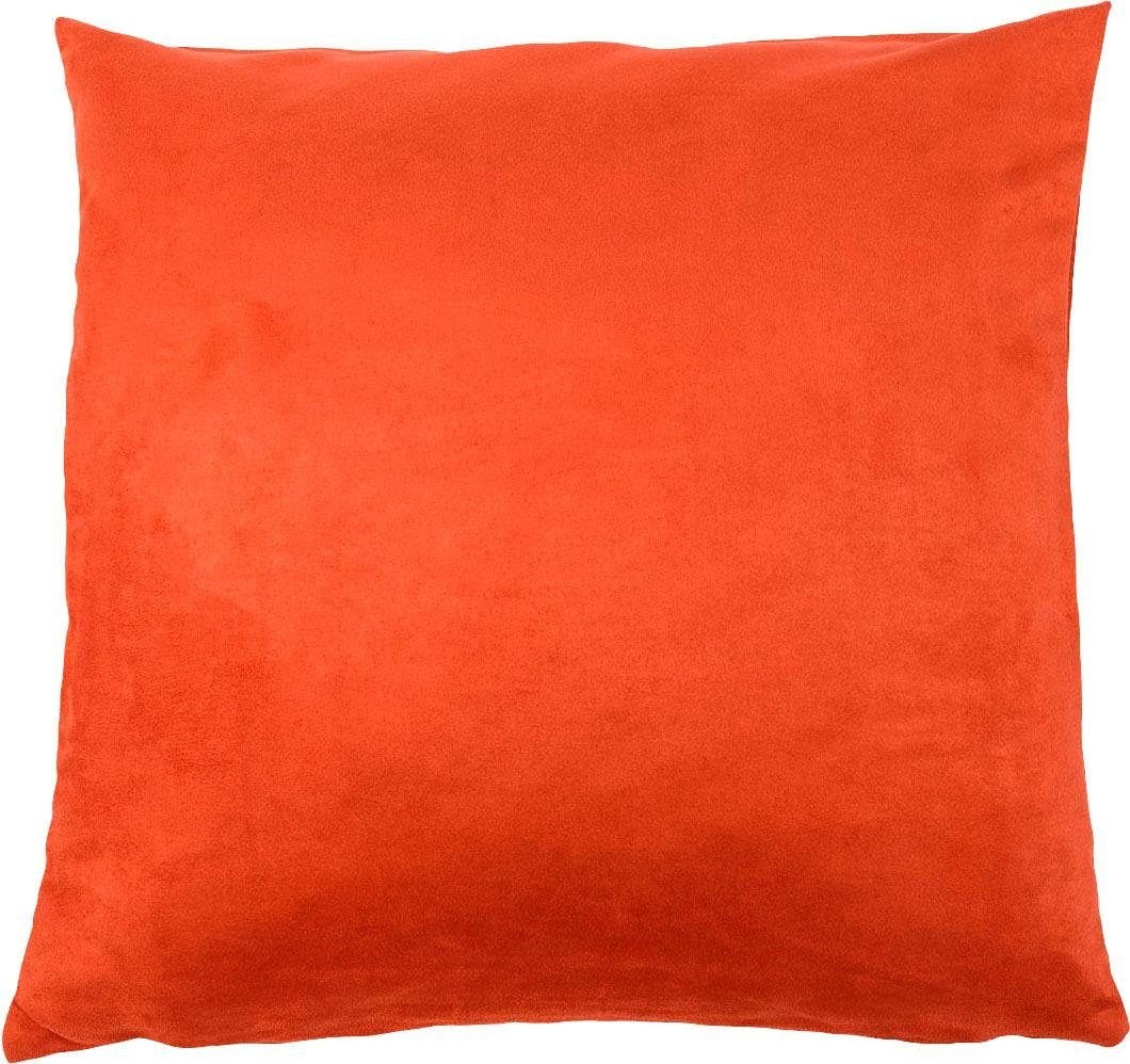 Dekokissen GÖZZE "Alcatraz", orange (terra, unifarben), B:60cm L:60cm, Obermaterial: 100% Polyester, Dekokissen_Sitzkissen_Kissenhüllen, Dekokissen, in Wildlederoptik