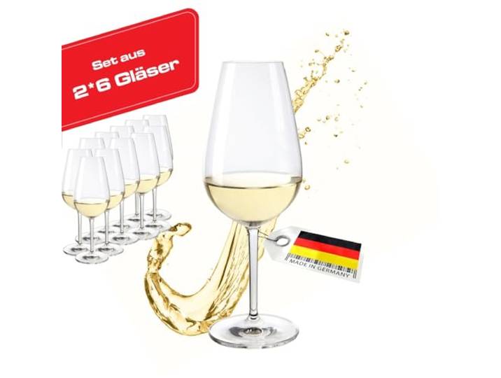 Peter Steger ONEforALL® Premium Weißweingläser - 2 * 6 Gläser - Kristallklar [Spülmaschinenfest] Ideal für Weinliebhaber Weingläser Set Wein Glas für ein intensives Geschmackserlebnis - JETZT NEU
