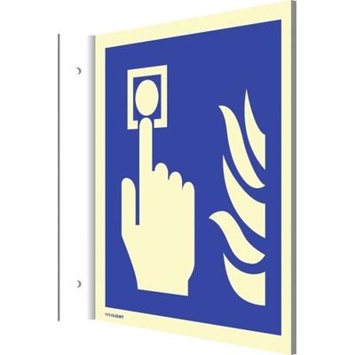 Dreifke® Fahnenschild Hausalarm Brandmelder, Alu, nachleucht., 160-mcd, 148x148 mm