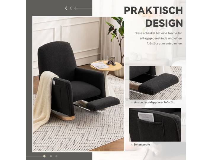 Fauteuil - à bascule avec repose-pieds fauteuil inc robuste et durable style contemporain - Gris - Pour Salon