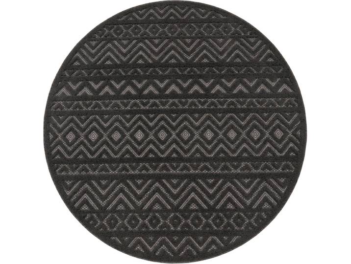 Paco Home Livorno 673 rund 14 mm Höhe Uni-Farben, Scandi, Rauten Muster, Hoch-Tief Effekt, Outdoor geeignet