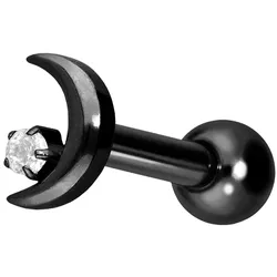 Titan Ohrpiercing mit Innengewinde MOND + KRISTALL