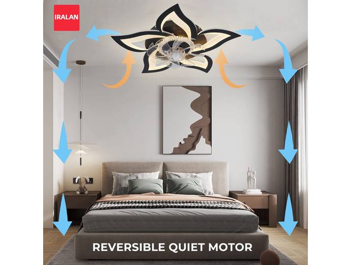 Ventilateur de plafond Lotus LED avec télécommande intelligente, ventilateur nordique romantique pour la maison, ventilateur de plafond pour chambre à coucher, salon, avec éclairage LED