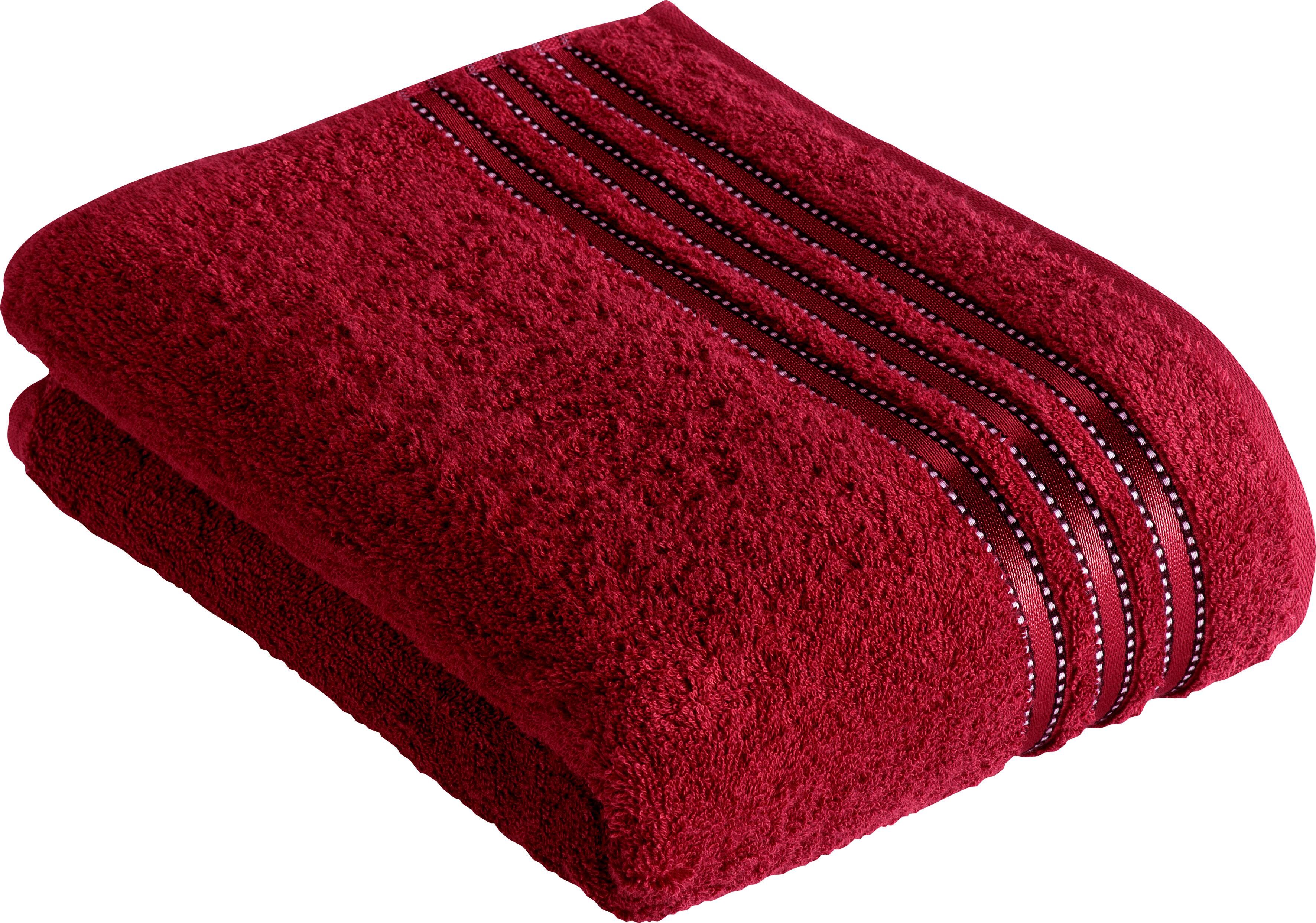 Badetuch VOSSEN "Cult de Luxe", rot (rubin), B:67cm L:140cm, Walkfrottee, Walkfrottee, Handtücher, Badetuch, mit Glanzbordüre rubin B/L: 67cmx140cm, 1 Stk., Walkfrottee