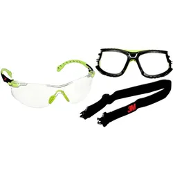 3M, Schutzbrille + Gesichtsschutz, Solus S1201SGAF-TSKT Schutzbrille mit Antibeschlag-Schutz Grün, Schwarz