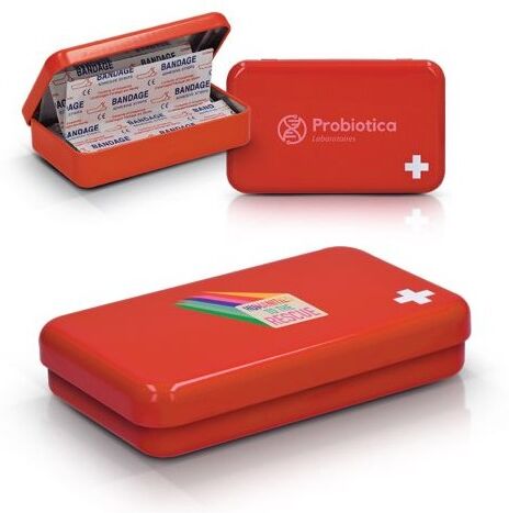 Trousse premiers secours personnalisable métal rouge