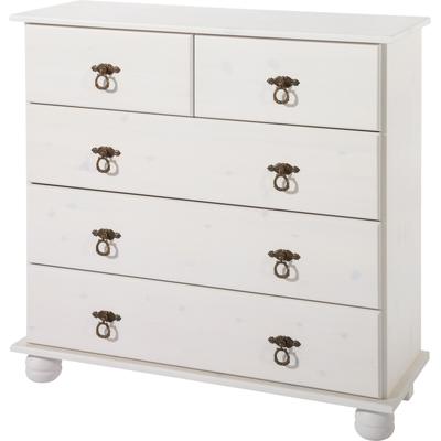 Kommode OTTO HOME "Finca", weiß, B:82cm H:78cm T:30cm, MDF, Massivholz, Sideboards, Kommode, aus massivem Kiefernholz, mit Schubladen für Stauraummöglichkeiten