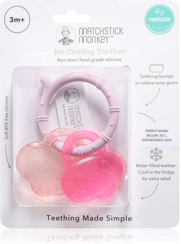 Matchstick Monkey Cooling Teether jouet de dentition effet rafraîchissant Pink/ Dusty Pink 3m+ 1 pcs