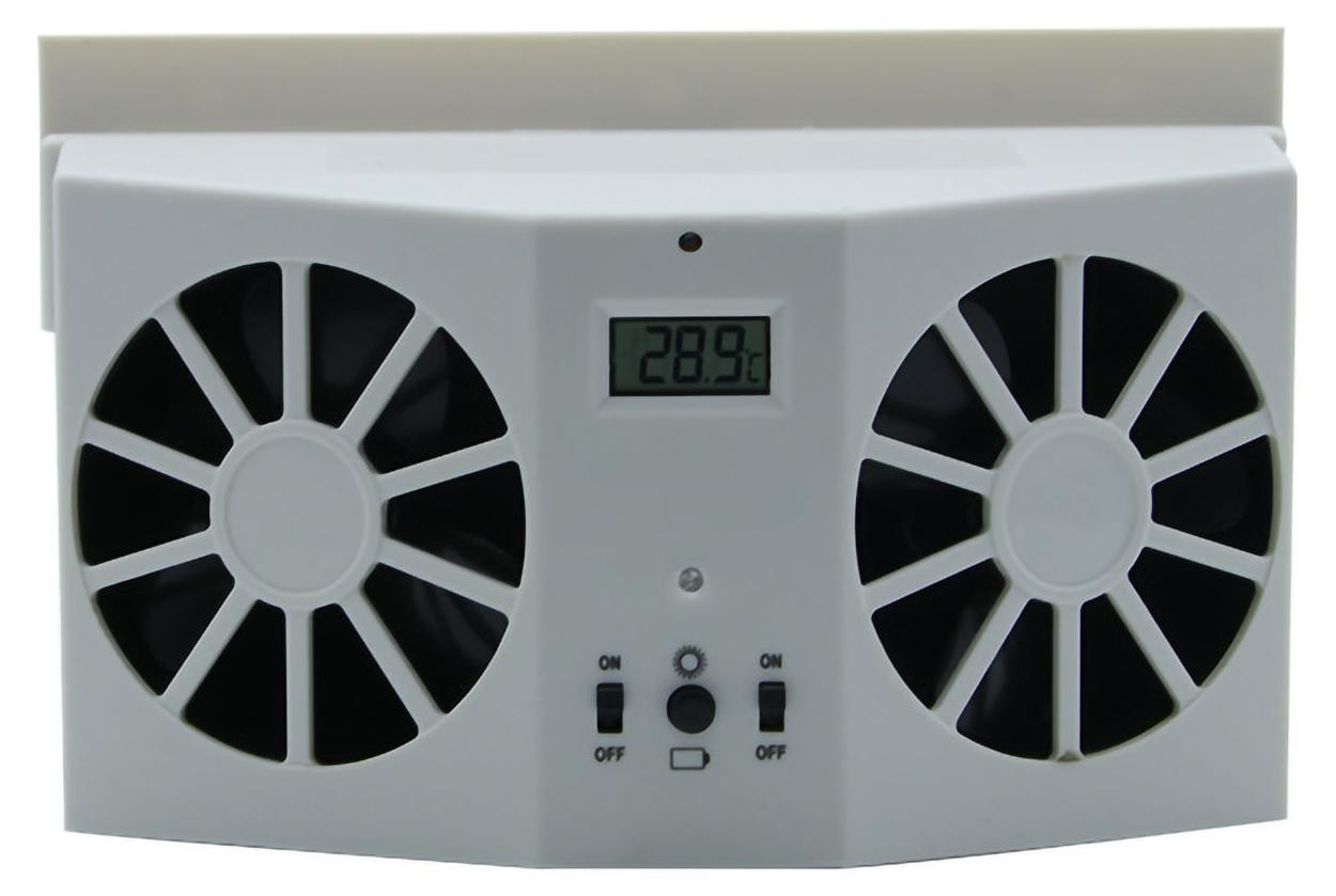 Gistuch Dubbele Zonnepaneel Auto-ventilator, Energiebesparend en Draagbaar, Wit