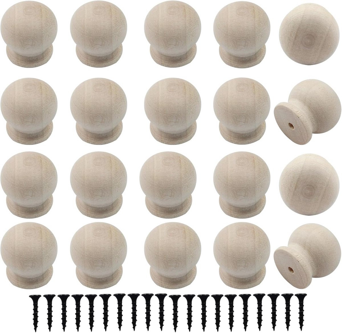 Houten Dressoirknoppen - 20 stuks mini ronde kastknoppen voor meubels