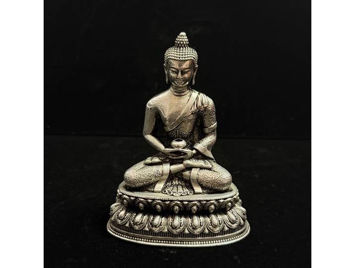 Chine rétro blanc cuivre lotus Tathagata ornements décoration de culte à la maison