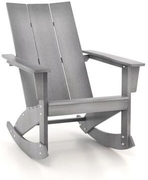 Costway Adirondack Rocking Chair with Curved Back for Balcony-Gray