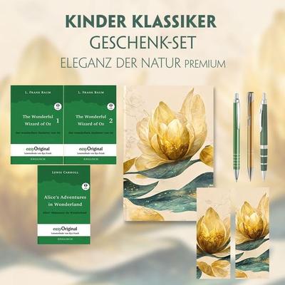 Kinder Klassiker Geschenkset - 3 Bücher (mit Audio-Online) + Eleganz der Natur Schreibset Premium, Set von Lewis Carroll,L. Frank Baum, EasyOriginal