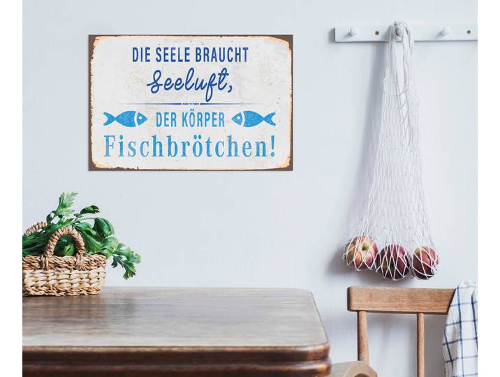 Metallbild QUEENCE Seeluft , blau (farbe bild(er): blau), B:30cm H:20cm, Metall, Stahl, Bilder, Metallbild, Stahlschilder