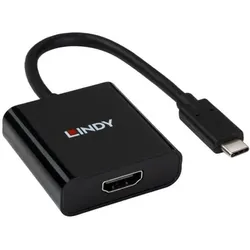 Lindy USB TYPE-C TO HDMI 4K60 CONVERT (HDMI), Data + Video Adapter, Schwarz