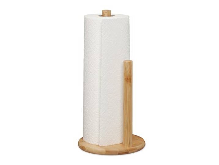 Relaxdays Dérouleur essuie-Tout Non Fixe\, Bambou\, avec Barre d’arrêt\, H x D: 28 x 14\,5 cm\, Distributeur Cuisine\, Nature