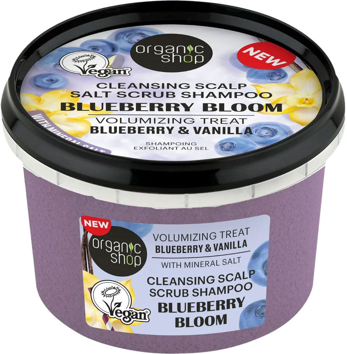 ORGANIC SHOP Blueberry & Vanilla Cleansing Scalp Salt Scrub Shampoo 250ml