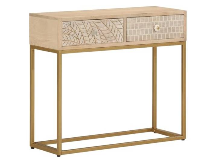 Heofavd Konsolentisch 90x30x76 cm Mango Massivholz Flurtisch