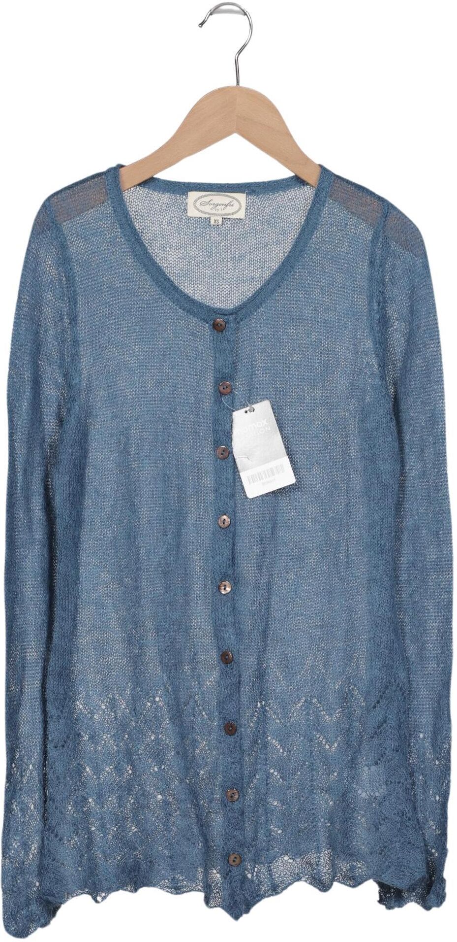 Sorgenfri Sylt Damen Strickjacke, Blau, Gr. XS, Mohair / Synthetik - Second Hand