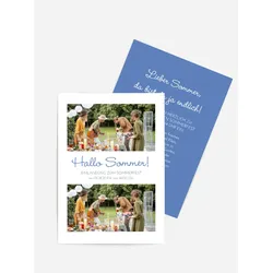 Einladungen zum Sommerfest selbst gestalten mit Spruch und Fotos im Onlinedesigner bei Meine-Kartenmanufaktur.de