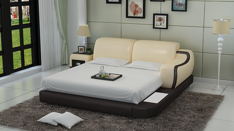 Lederen waterbed LB8803 luxe hotel stijl gepolsterd tweepersoonsbed