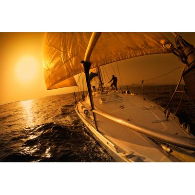 Fototapete PAPERMOON "Sonnenuntergang Segeln", bunt, B:4m L:2,6m, Vlies, Tapeten