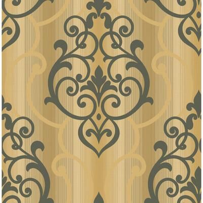 Seabrook Designs Alita Striped Damask Unpasted Wallpaper
