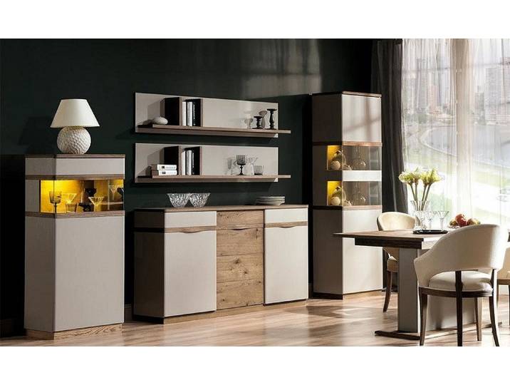 JVmoebel Küche Luxuriöses Holz Sideboard mit stilvollen Vitrinen, Made in Europa