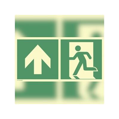 Notausgang links Pfeil oben, Kombi, ISO 7010, PVC-U selbstkl.,160-mcd, 297x148mm