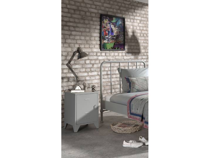 Vipack BRONXX Console de chevet au look industriel gris mat