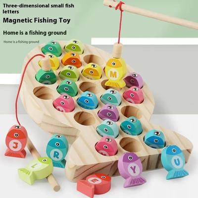 Inspire Select Wooden Montessori Fishing Toy Set Kids Number & Alphabet Learning Game For Early Education Training letters