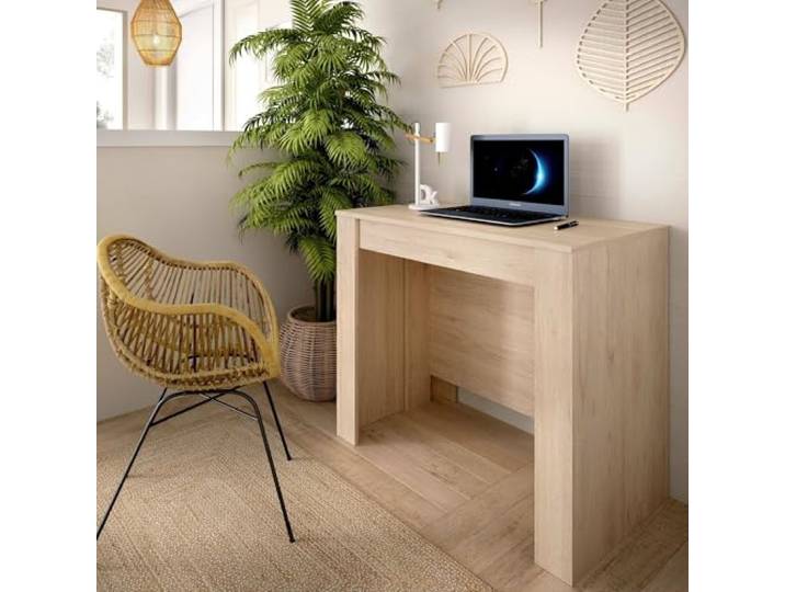 Dmora - Cognolo ausziehbare Konsole, mehrfach verstellbare ausziehbare Konsole, Mehrzweck-Esstisch, 54/239 x 90 x 77 cm, Eiche
