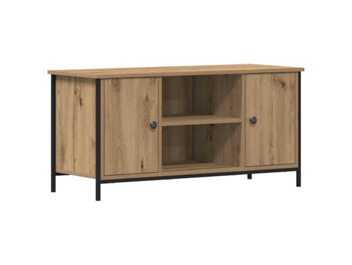 GKHPYURE TV-Schrank Eiche Handwerk 100 x 40 x 50 cm Mehrschichtholz, 2 Türen, 1 Regal, minimalistisches Design, Wohnzimmer