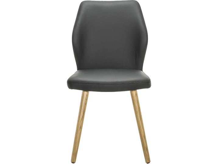 Eleganter Stuhl Elonie Leder Massivholz schwarz - Stuhl