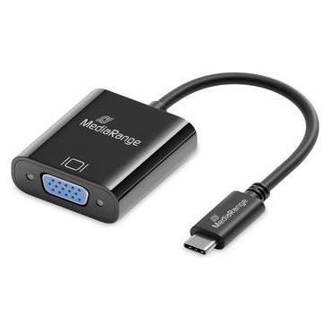 MediaRange USB Type-C zu VGA Video Konverter, 20cm, Schwarz (MRCS229)
